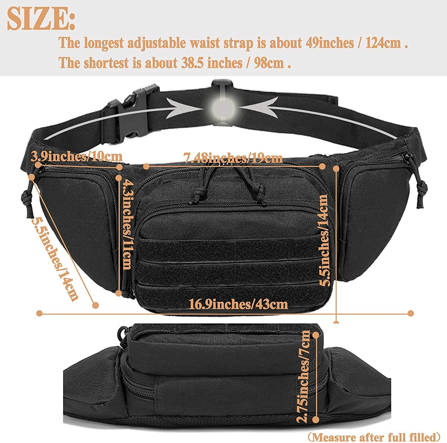 Mens Tactical Chest Bag Concealed Pistol Cases Travel Fanny Pack Molle Pouch USA