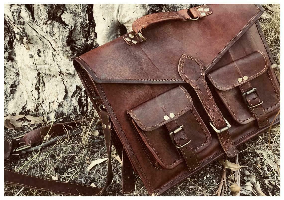 Handmade Premium Leather Briefcase Laptop Bag Messenger by leather bag seller