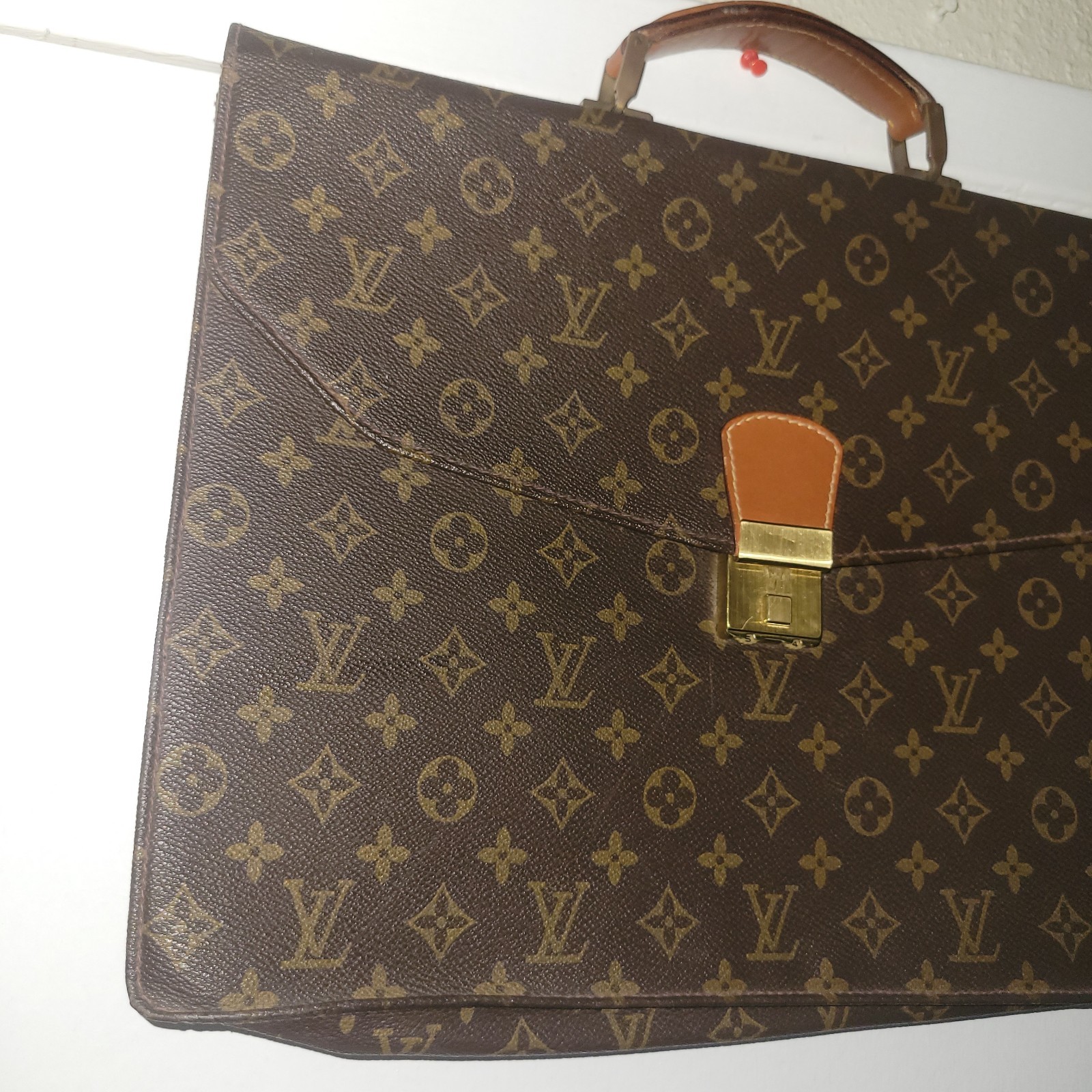Rare Vintage Louis Vuitton Monogram Briefcase Attache Business Bag Brown Canvas