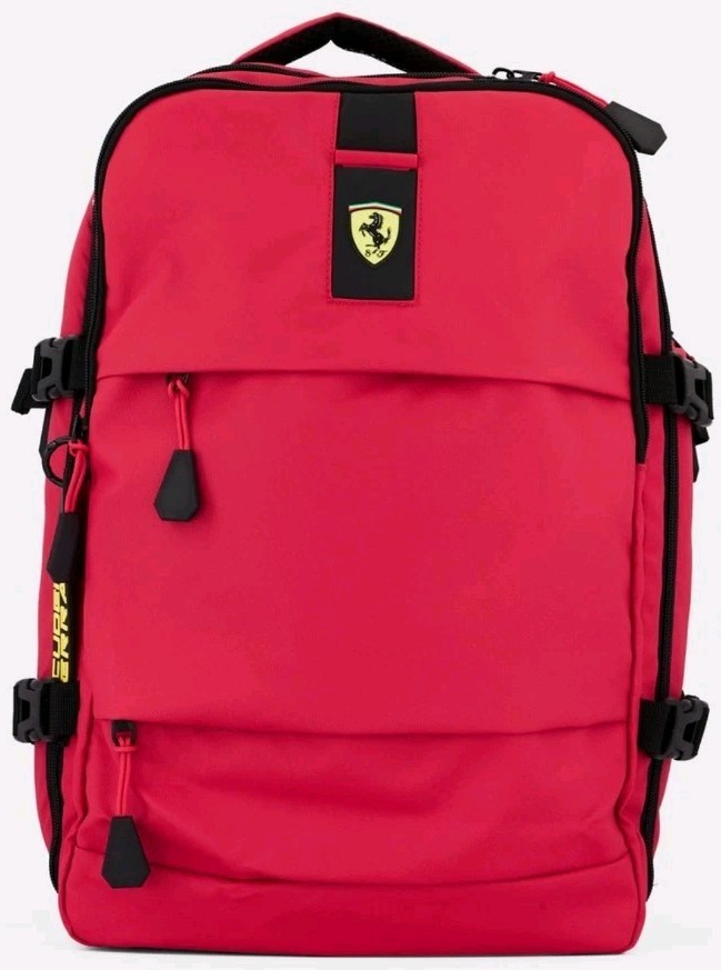 Brand New Scuderia Ferrari Logo Mens Red Backpack Travel Laptop Bag Adjustable