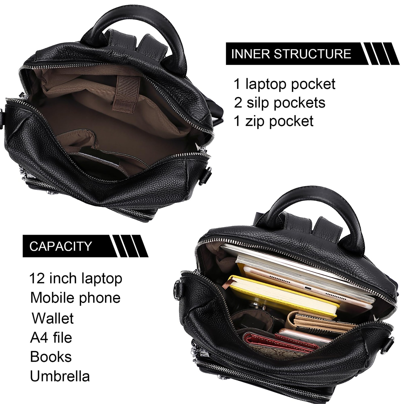Genuine Leather Backpack Purse for Large Shoulder Bag With Laptop Compartment…