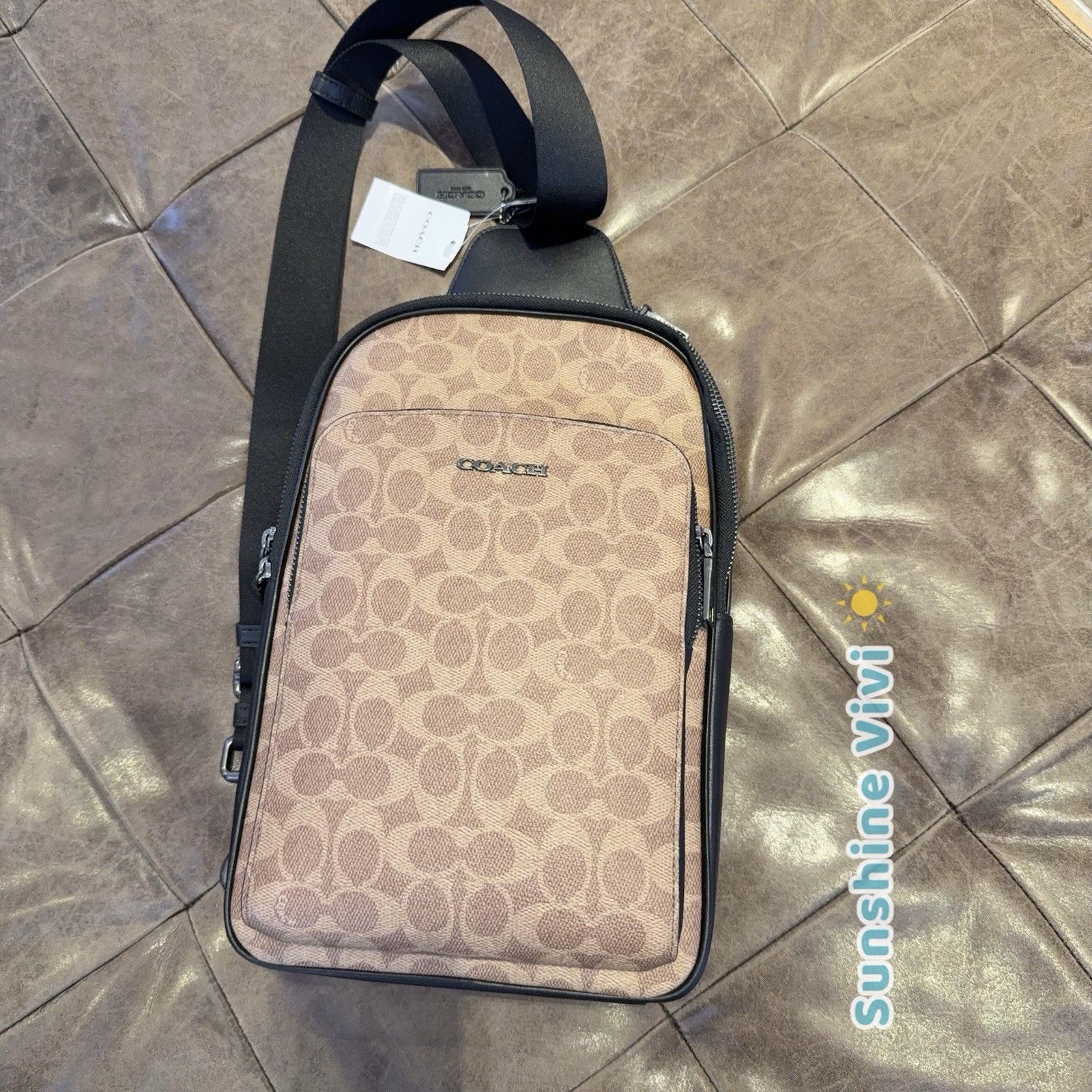 NWT Coach Ethan Pack In Blocked Signature Canvas CZ393 Tan Black