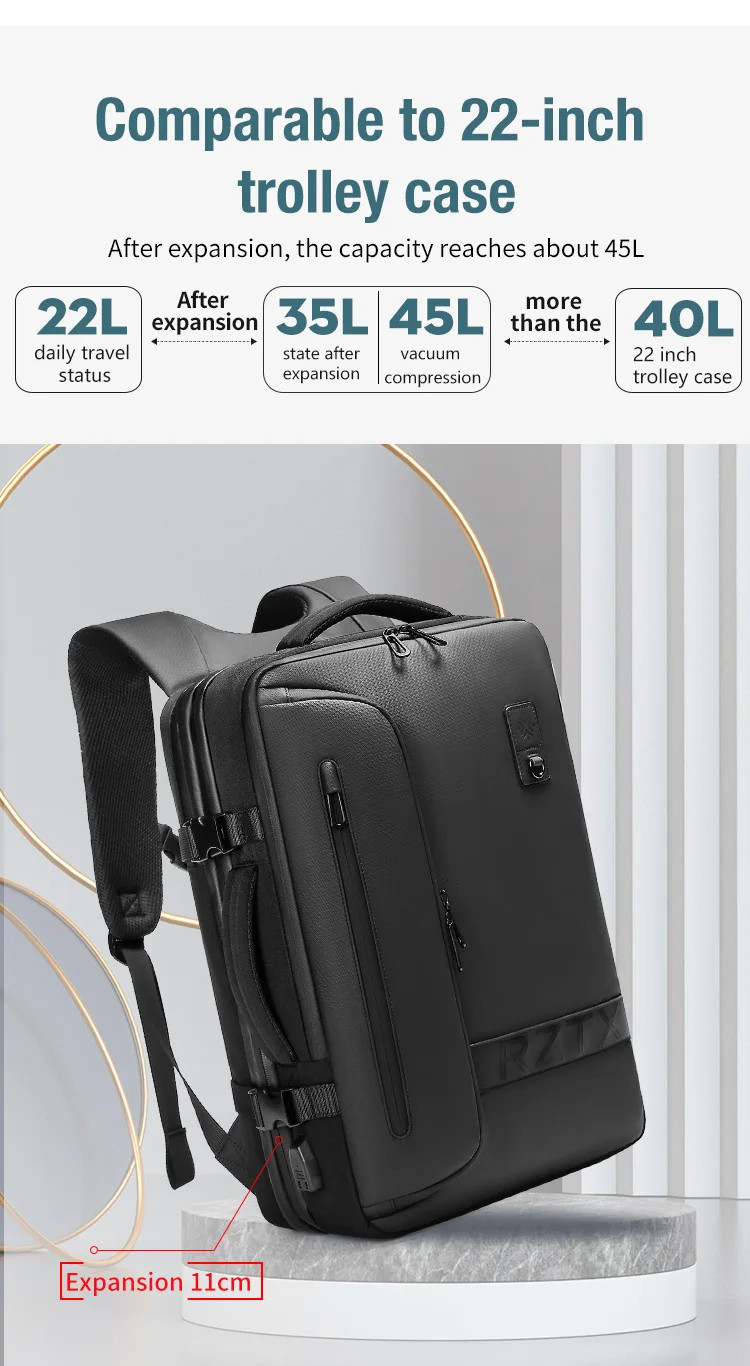 Vacuum Compression Travel Backpack USB Charging Large Capacity Hiking Bag