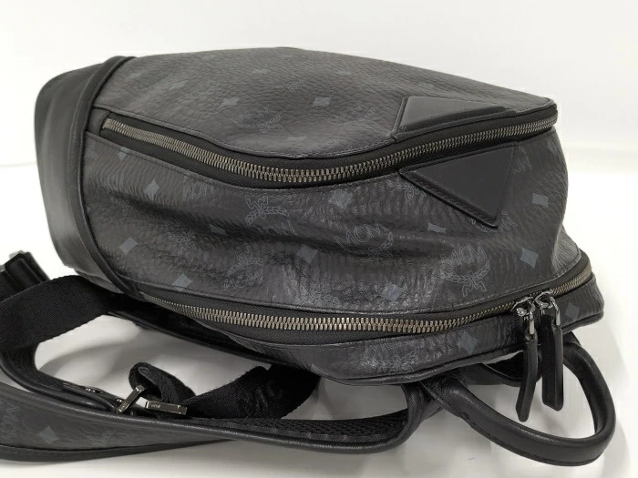 MCM Backpack Visetos With Studs and Black Leather W 26cm × H 33cm × D 13cm