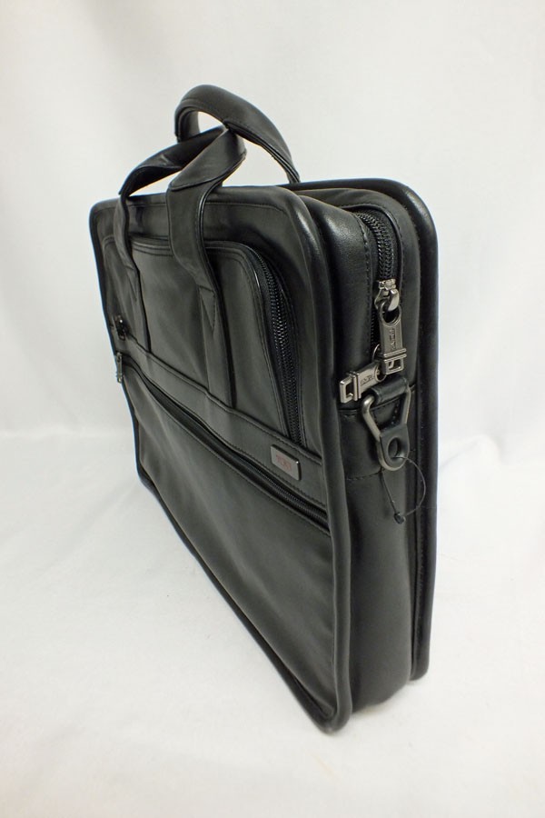 Vtg Tumi Alpha Padded Leather Laptop Organizer Briefcase Attache Black Case 16″