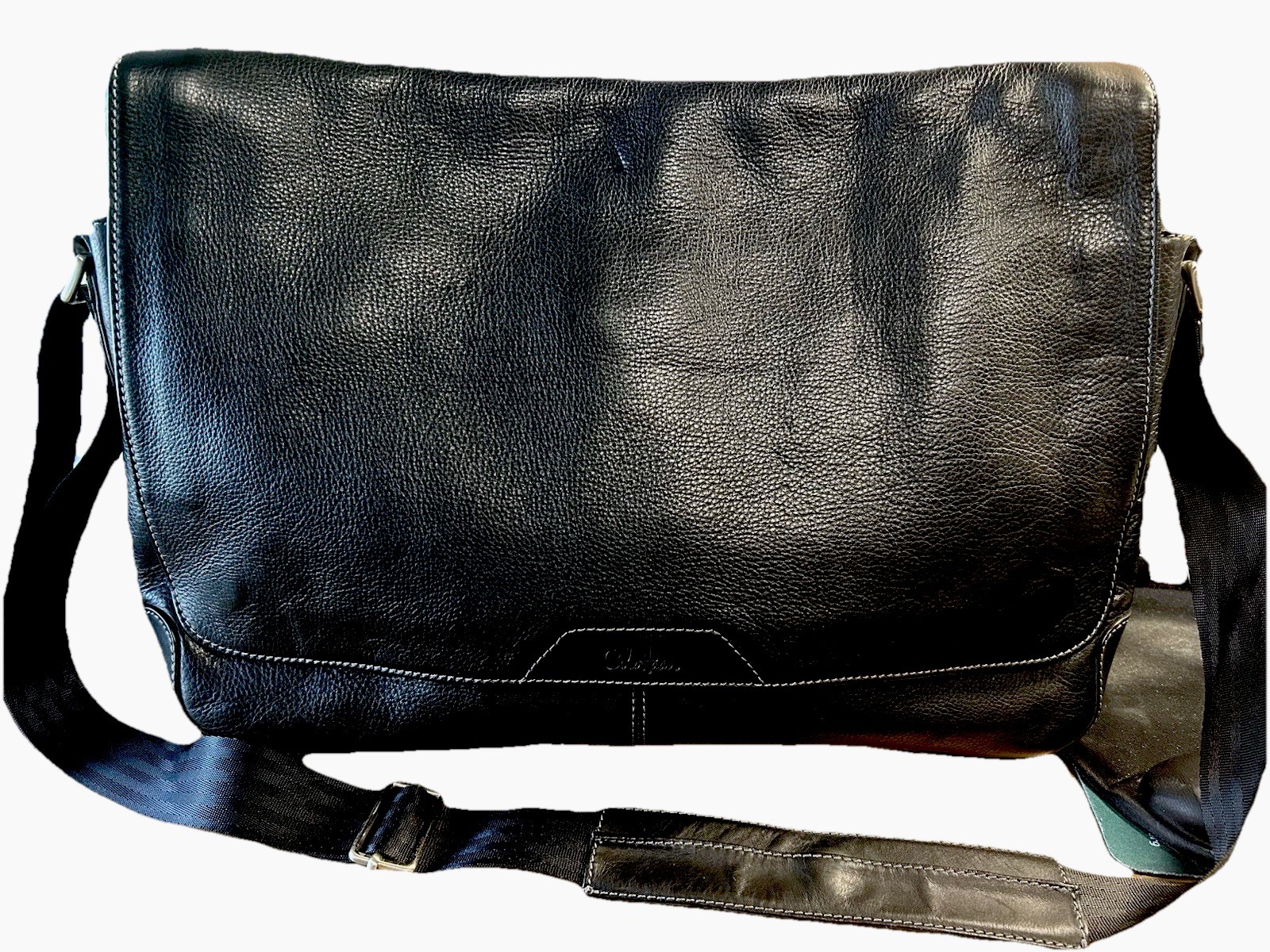 COLE HAAN BLACK SOFT LEATHER BRIEFCASE MESSENGER BAG