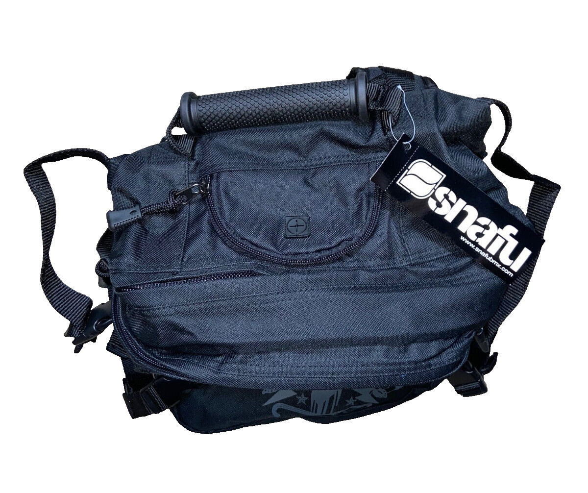 SNAFU ALPHA BACKPACK LARGE MILITARY STYLE BAG VANS SHADOW BMX BLACK YELLOW NEW