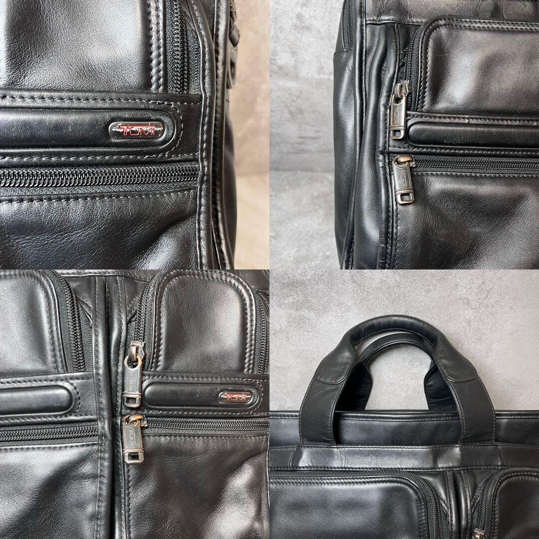 TUMI 96141D4 Black Leather Expandable 2 Way Briefcase Business Bag 40cm
