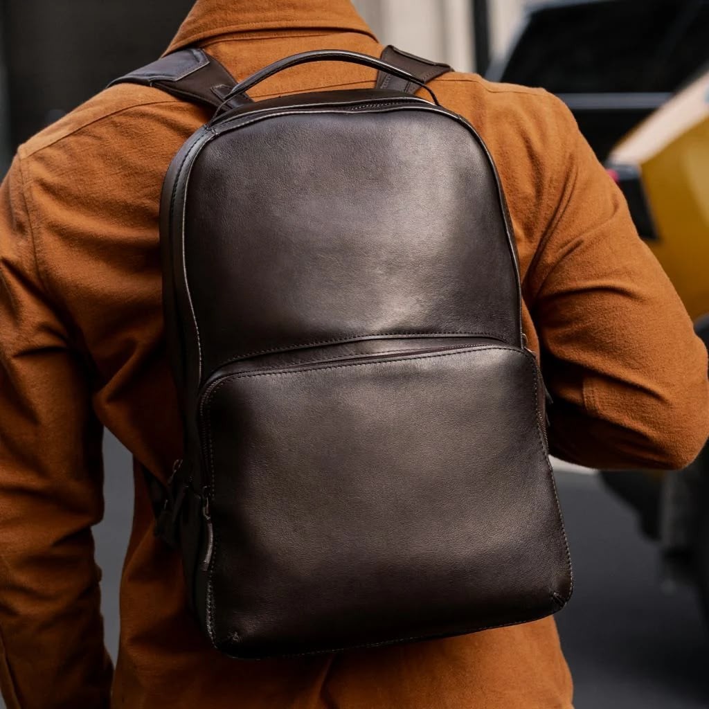 Genuine Leather Backpack Laptop Travel Bag Business School Rucksack Black Brown