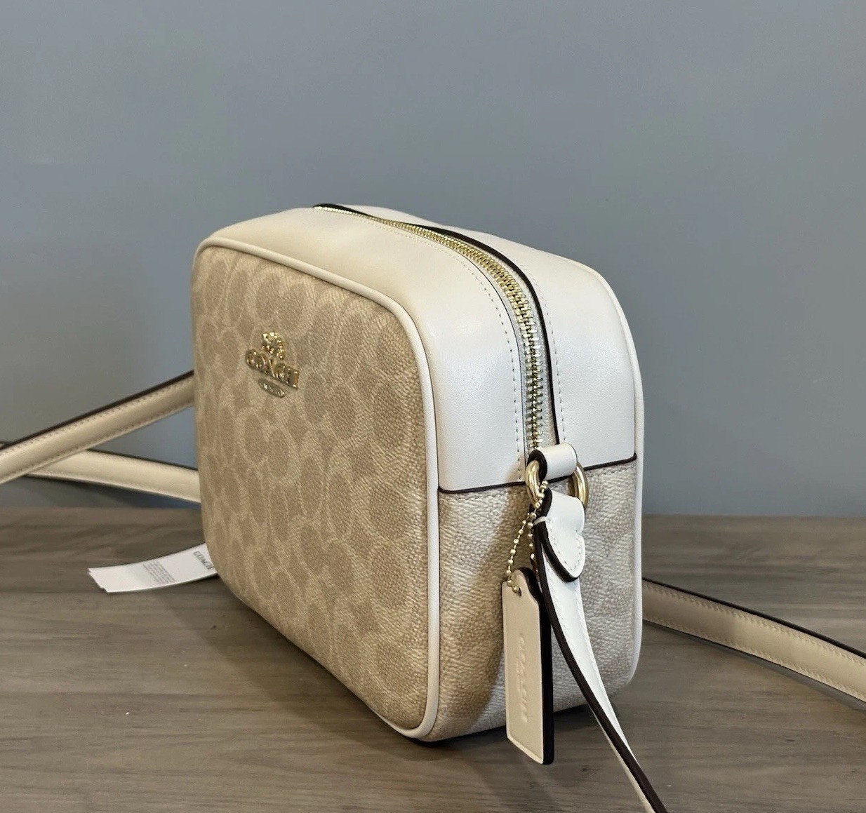 COACH Jamie Camera Crossbody Shoulder Bag Signature Canvas Sand/Chalk CZ186 NWT