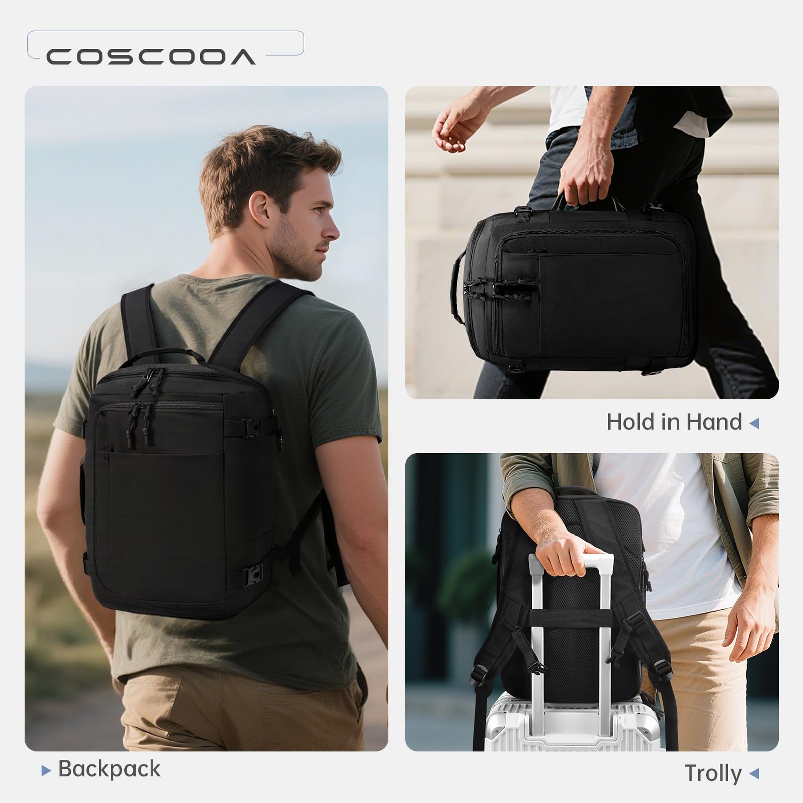 40x30x20cm Travel Bag, Expandable Carry on Travel Backpack 30-35L, 40x30x25cm…