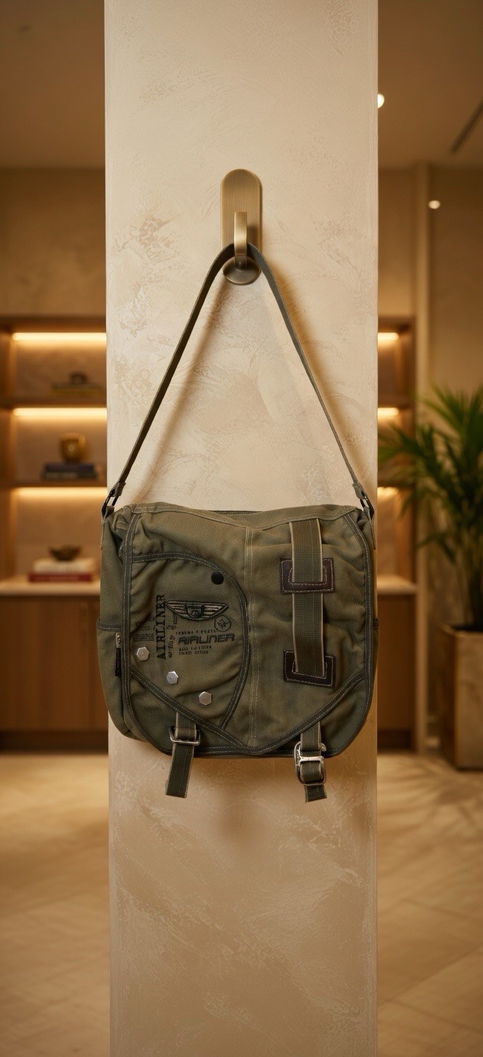 Airliner Olive Messenger Bag Buckle Closure Adjustable Strap Sport Outdoor