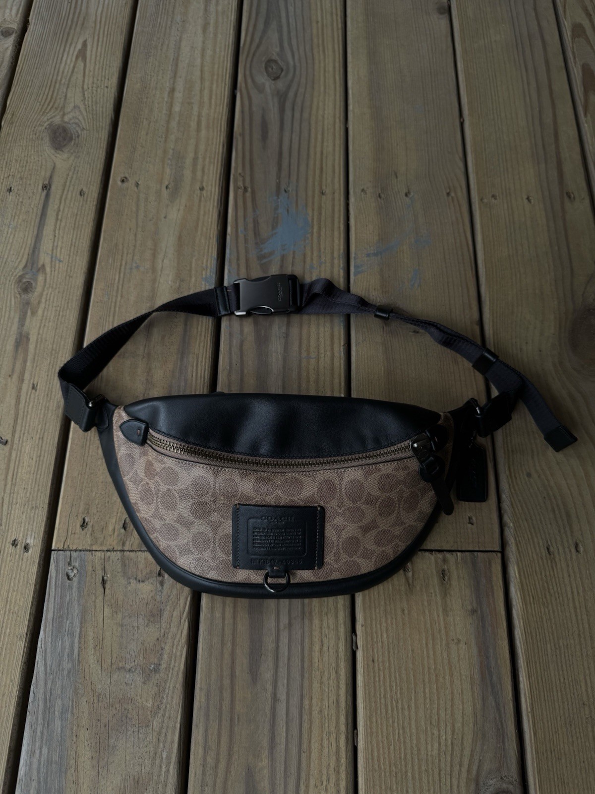 Coach Signature Belt Bag Fanny Pack Brown/Black Zip Adjustable Crossbody Strap