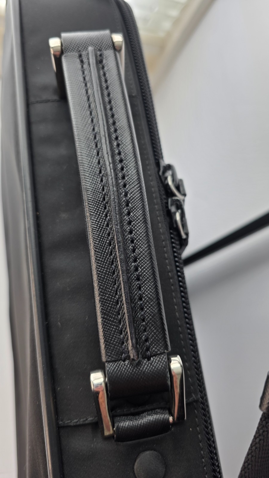 Authentic Prada Black Tessuto Nylon Briefcase Laptop Bag w/ Strap USA Seller
