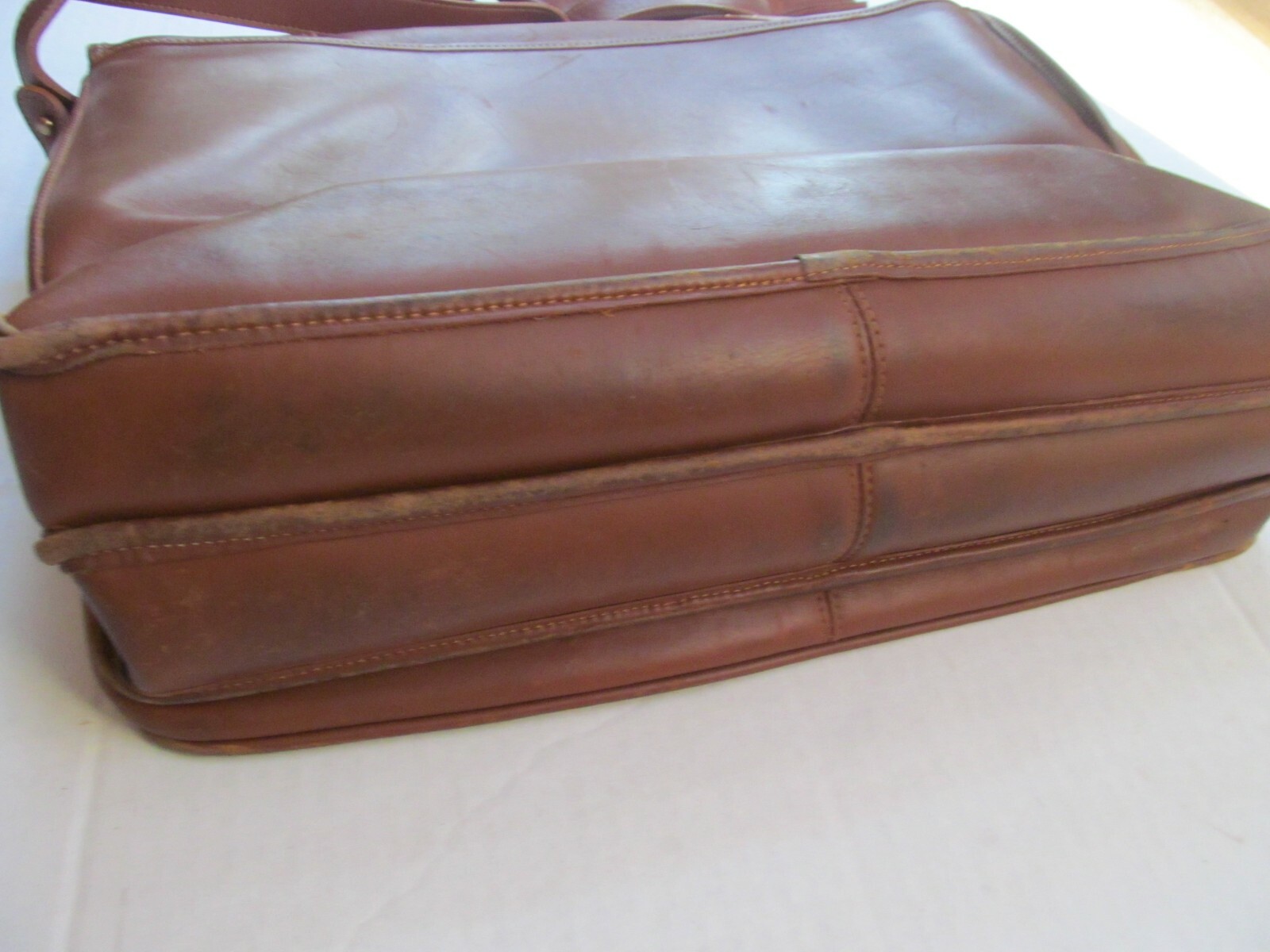 Green Fields ShafMaster Leather Co brown messenger attaché bag briefcase