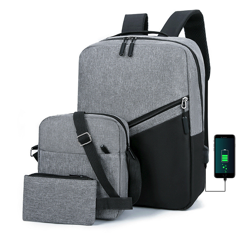 Backpack for Men Three-Piece Large-Capacity Laptop Out-Of-Home Travel Trend Bag