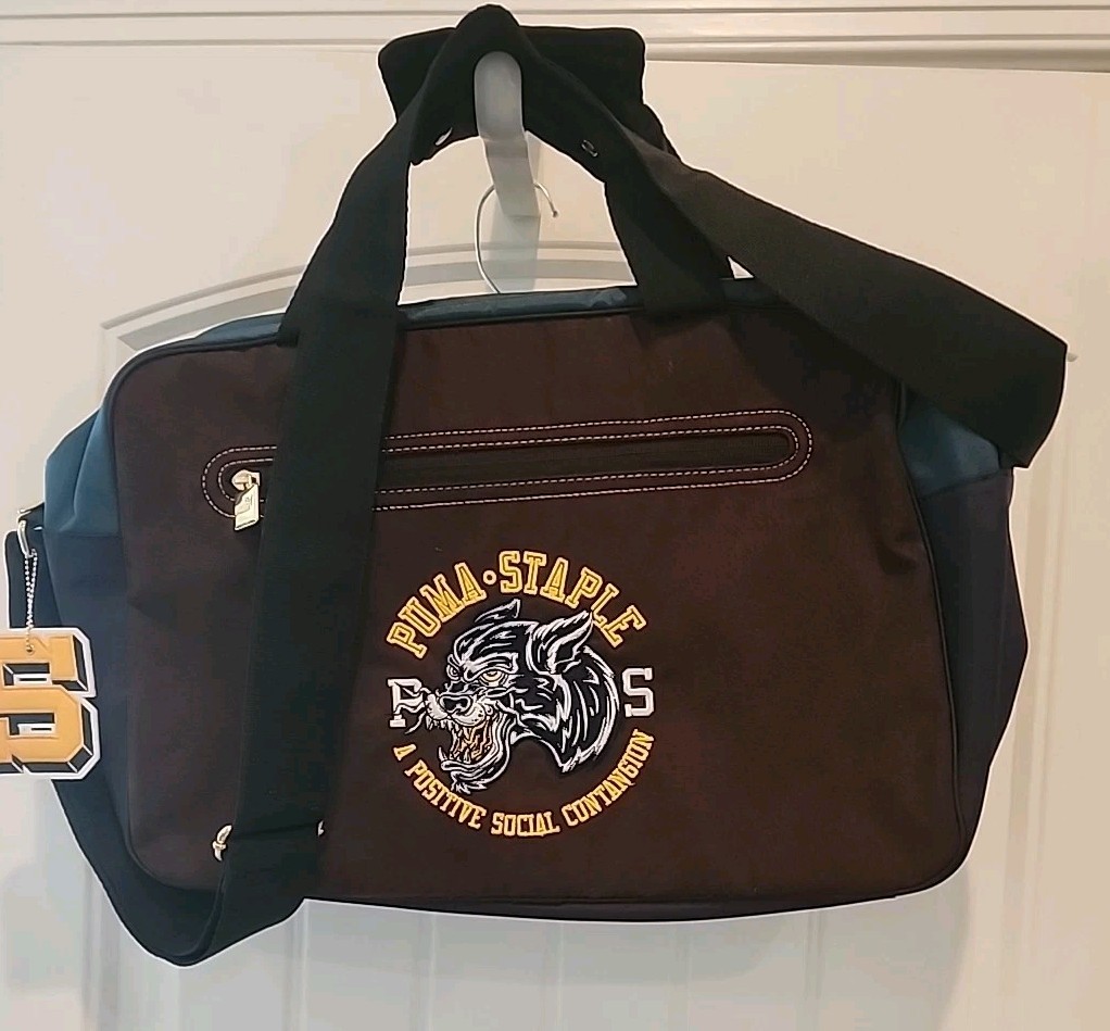 PUMA x STAPLE Messenger Bag Vintage Varsity Embroidered Duffel School Travel