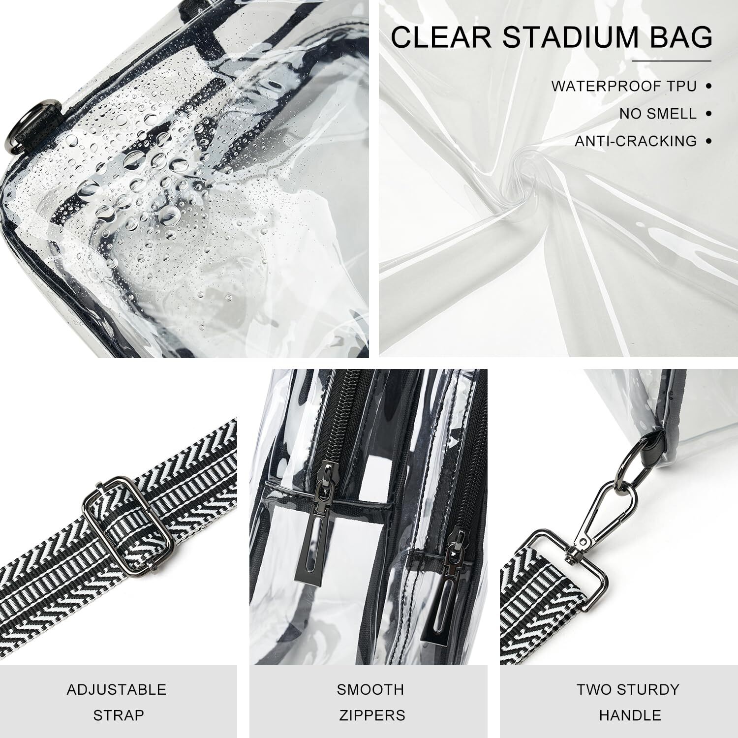 Clear Bag for Stadium Events Clear Purses for Women Men Large Crossbody Fanny…