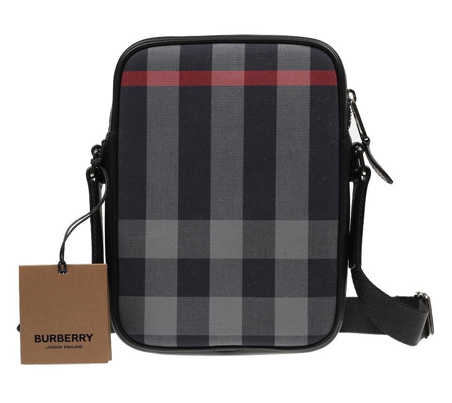NEW BURBERRY MENS NAVY GRAY CHECK CROSS BODY BAG CROSSBODY