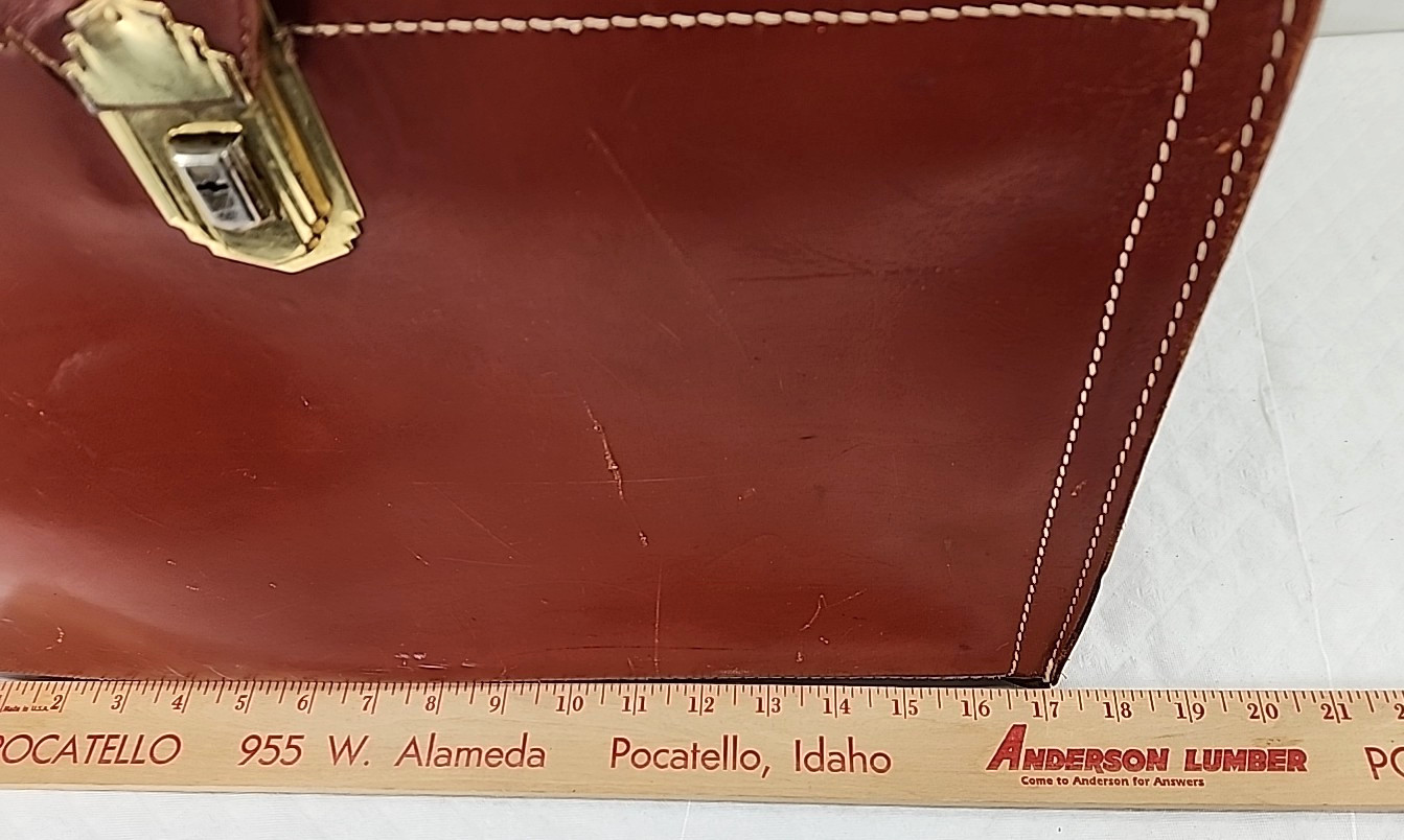 Rexbilt Split Cowhide Briefcase Bag Stay-Open Frame 17 “x 13” Leather Vintage