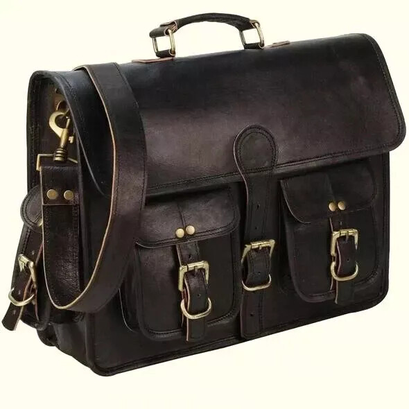 Vintage Genuine Leather Messenger Bag – Laptop Briefcase & Shoulder Satchel
