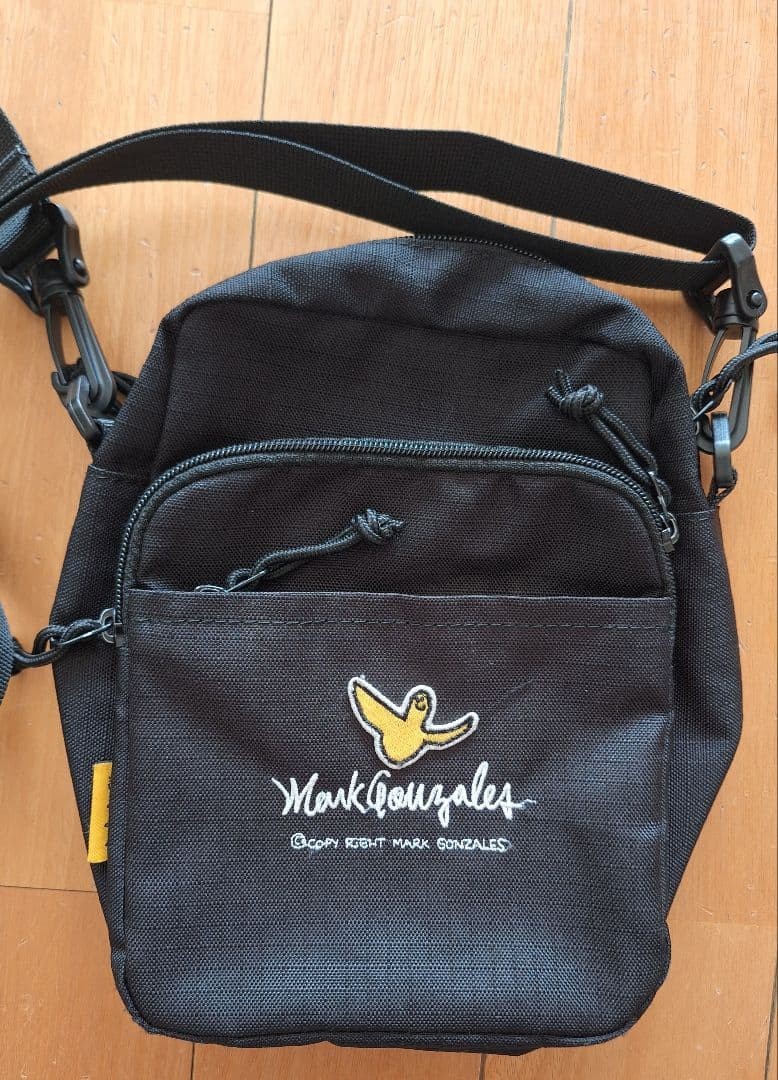 Mark Gonzales Black Shoulder Bag with Embroidered Logo