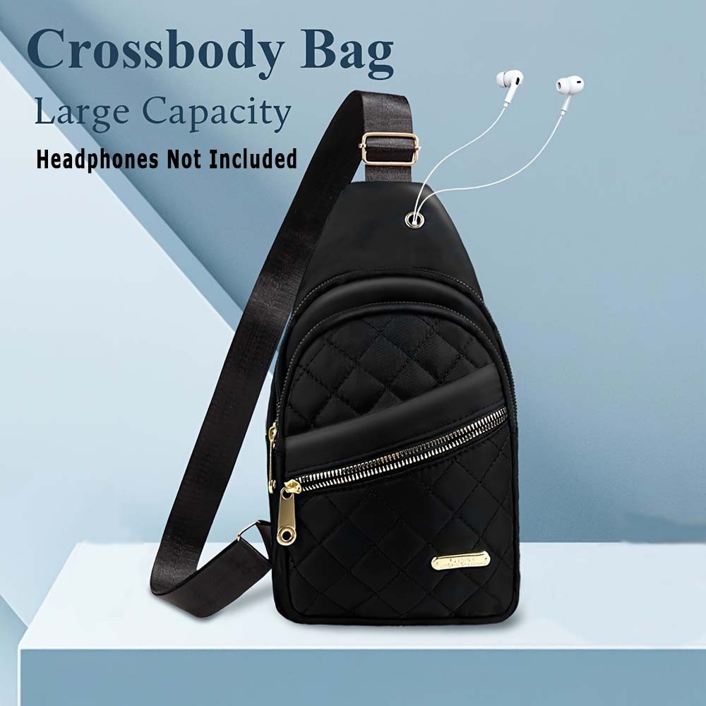 Versatile Multi-Pocket Wear-Resistant Quilted Sling Backpack Crossbody Chest Bag