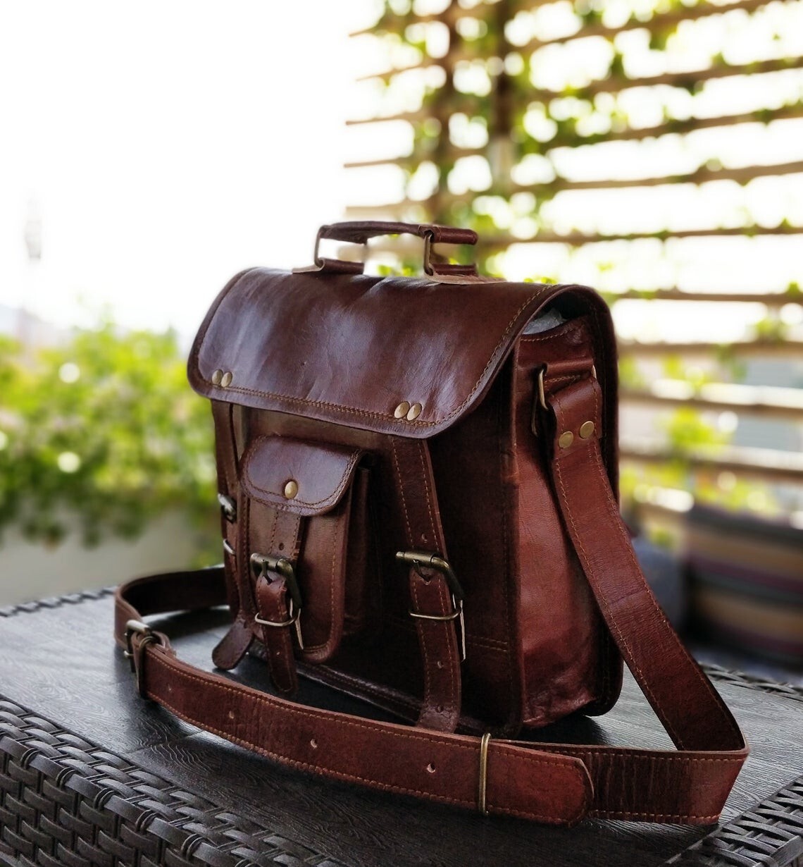 Genuine Leather Vintage Laptop Briefcase Messenger Shoulder Satchel Bag