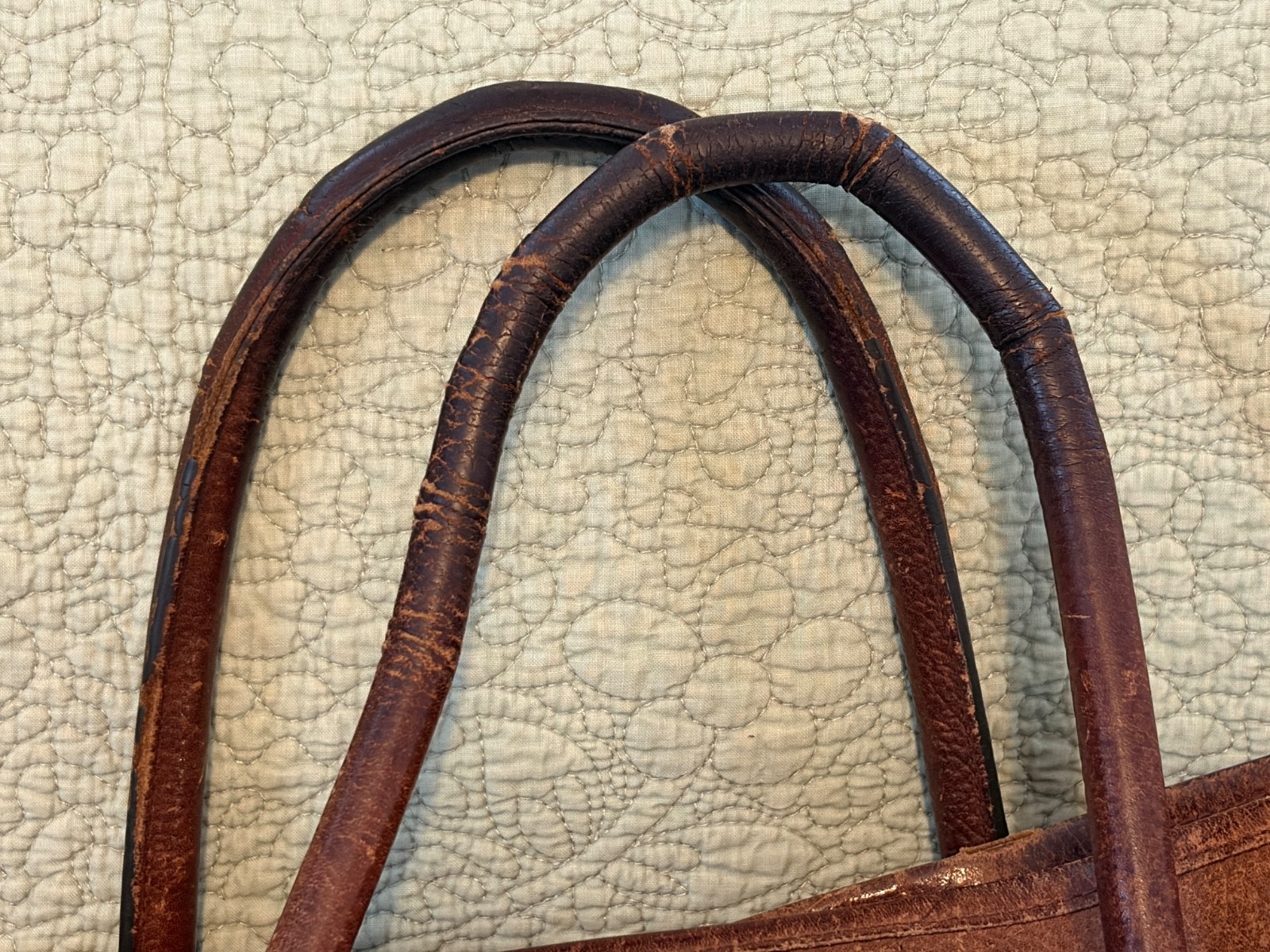 Orvis Bullhide Leather Briefcase Bag Messenger Bag Shoulder Strap Brown Distress