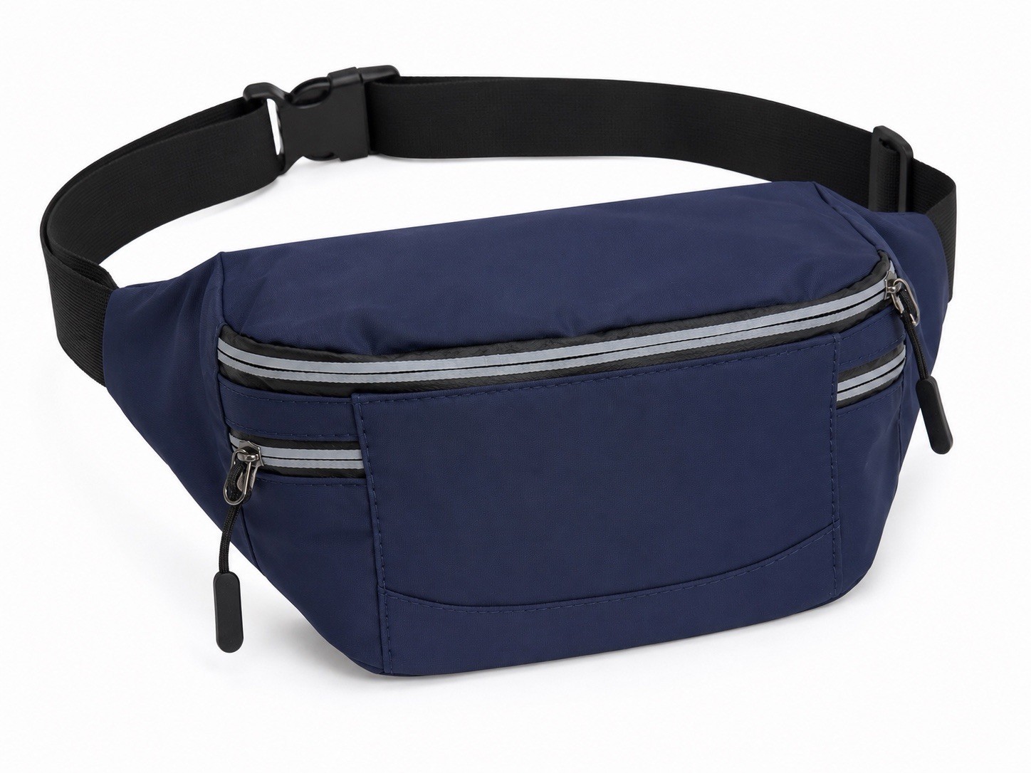 Navy Blue Waist Bag Crossbody Belt Bag Adjustable Travel Sling Bag 3 Zip Pockets