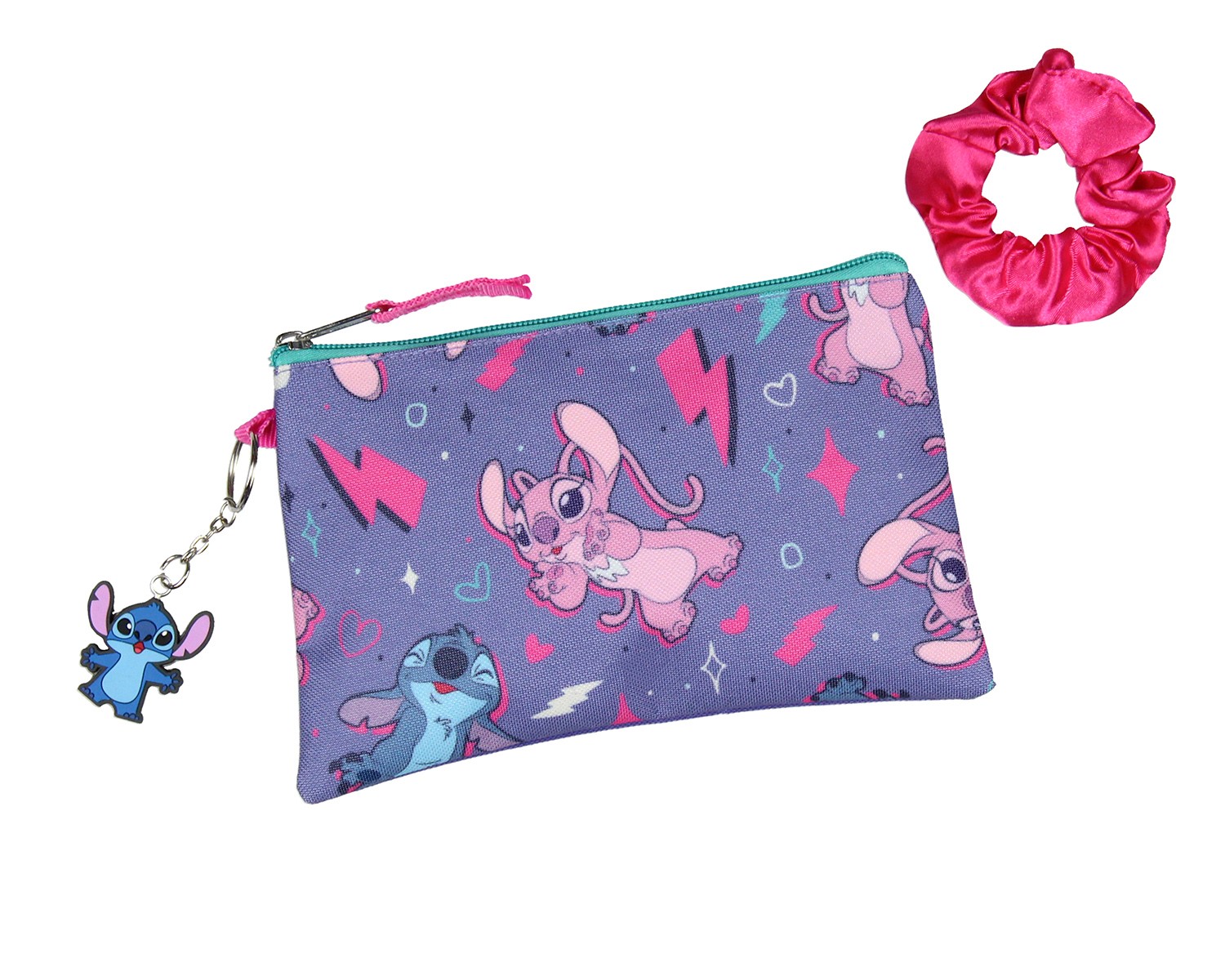 Disney Lilo & Stitch Angel 5 Pc Set Backpack Lunch Box Key Chain Pencil Case 16″