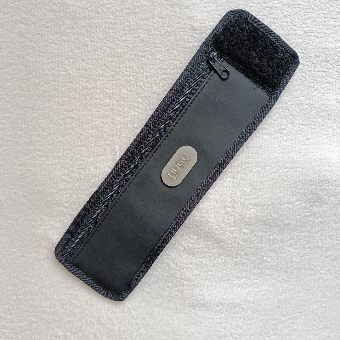 HUGO BOSS Black Synthetic Leather Zip Wrist Pouch