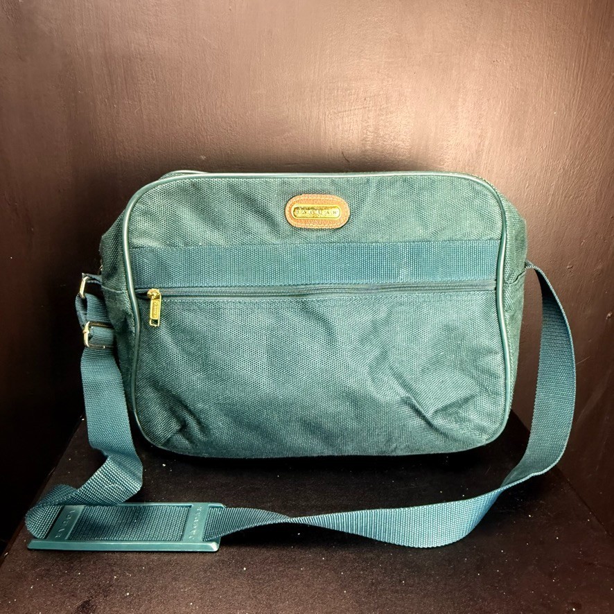VTG Jaguar Mens Shoulder Carry On Bag Hunter Green Canvas 70s Classic