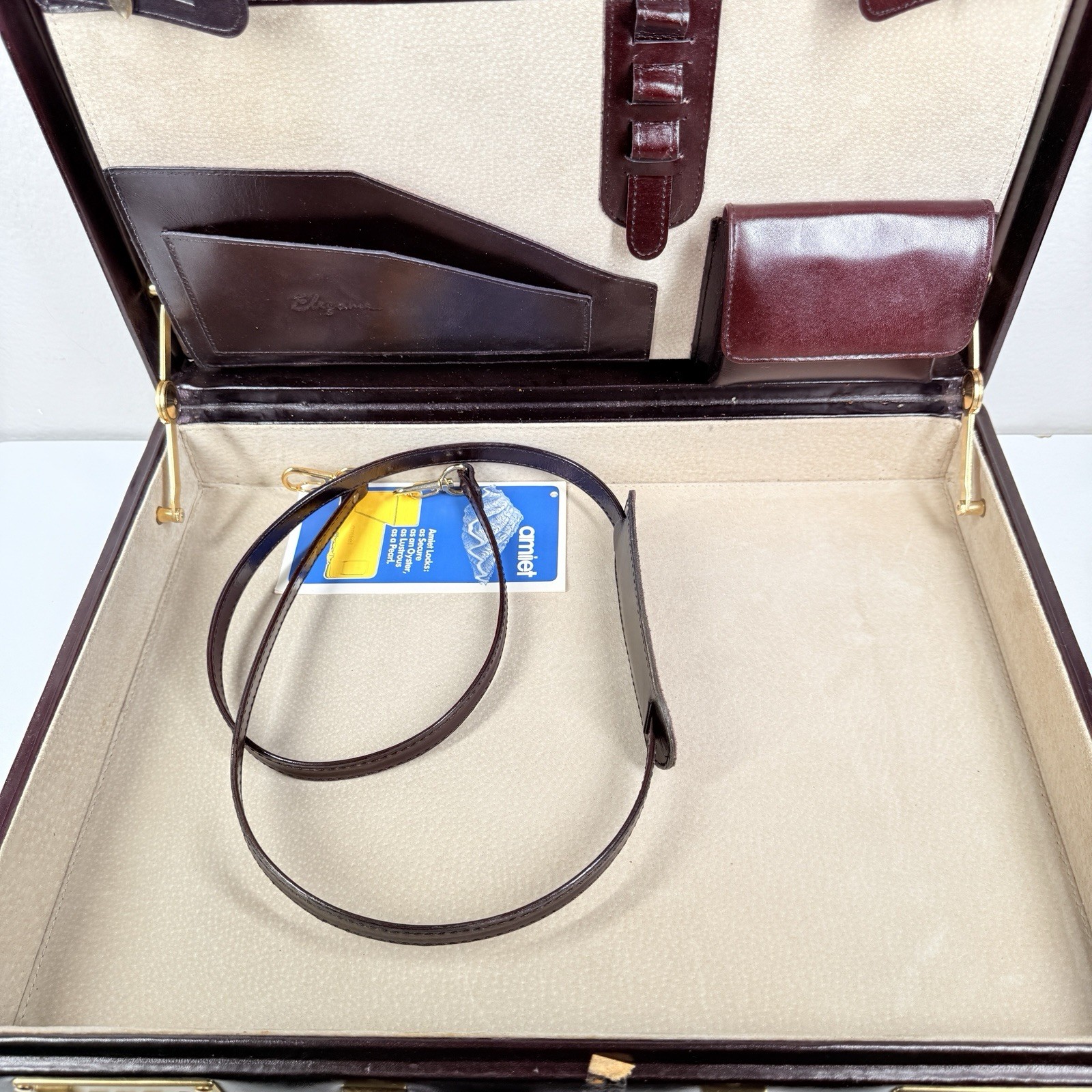 Amiet Burgundy/Maroon Leather Briefcase Combination Locks 17×13” With Tags