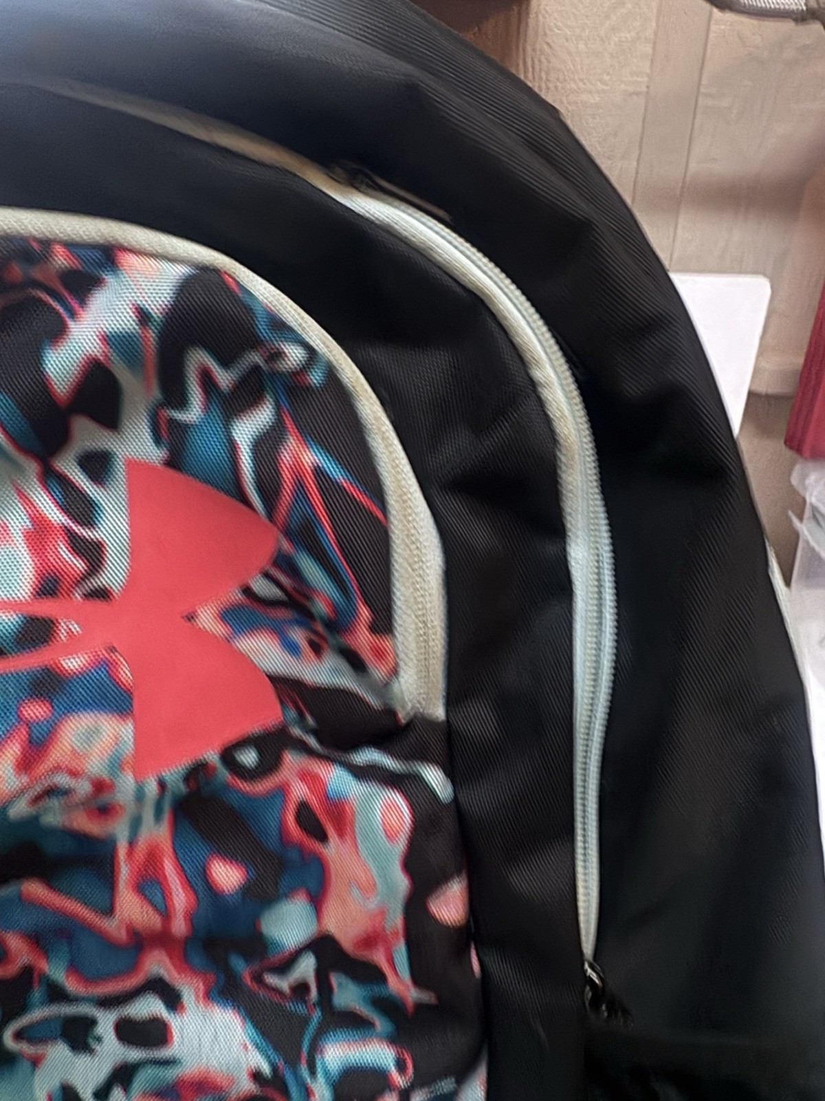 Under Armour Hustle Backpack Black Pink Blue School Book Bag Sports Travel