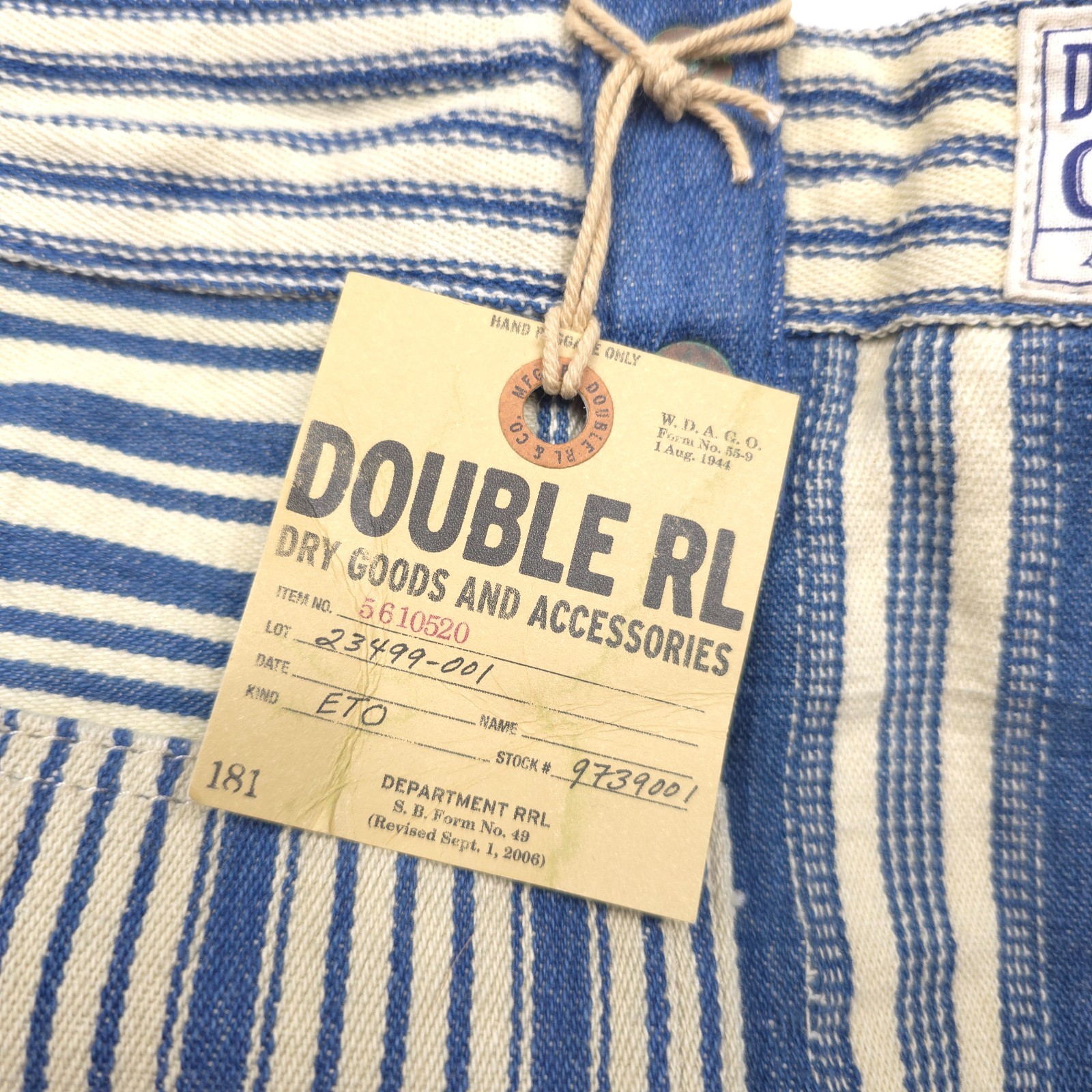 RRL Tote Bag Mens Naval Patchwork Striped Denim Double RL NWT Authentic