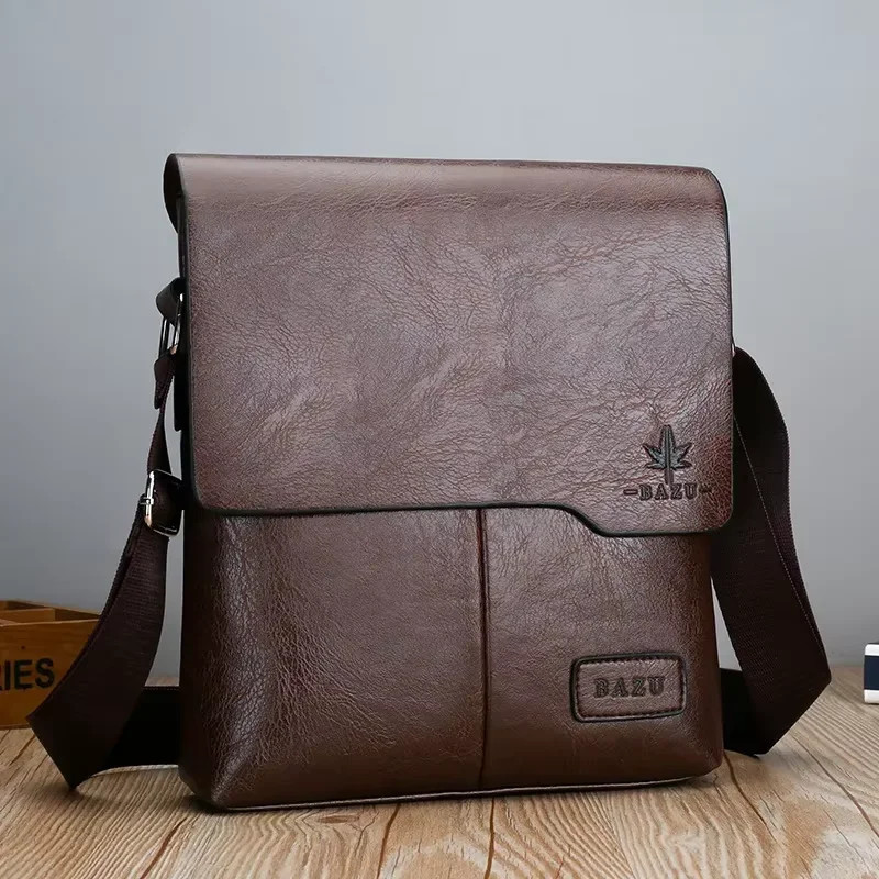 Luxury Vintage Leather Messenger Bag for Men – Brown & Black Crossbody Bag