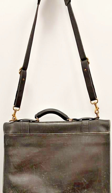 Jack Georges Black Leather Briefcase Large Vintage