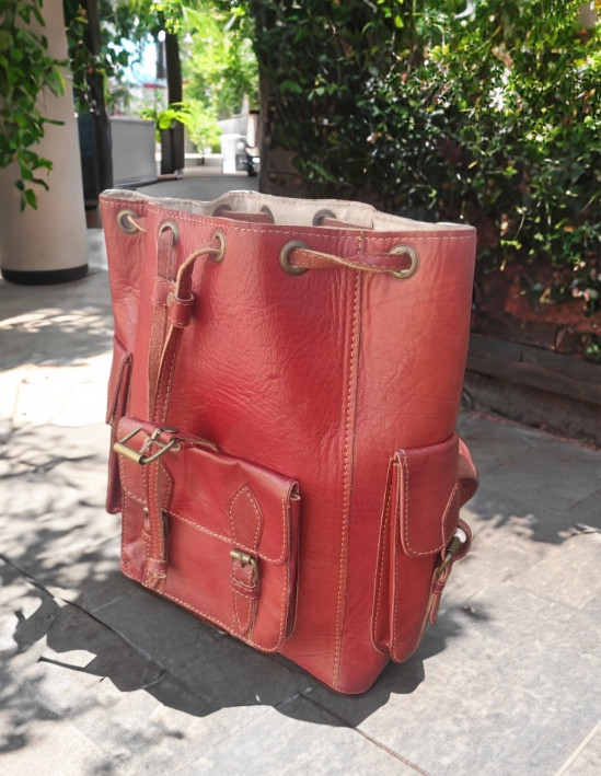 50% Off Moroccan leather Backpack , Handmade Leather Backpack 13 x 10 x 6