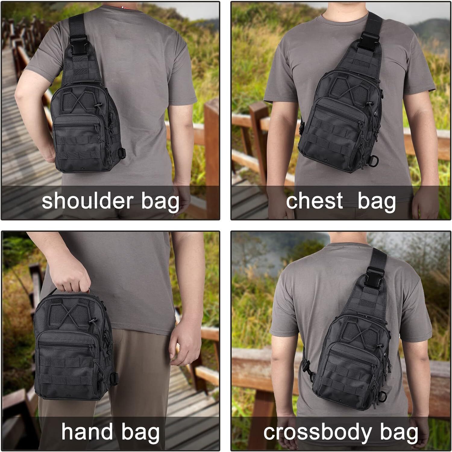 Tactical Sling Shoulder Bag Compact Chest Concealed Carry Gun Bag for Outdoor