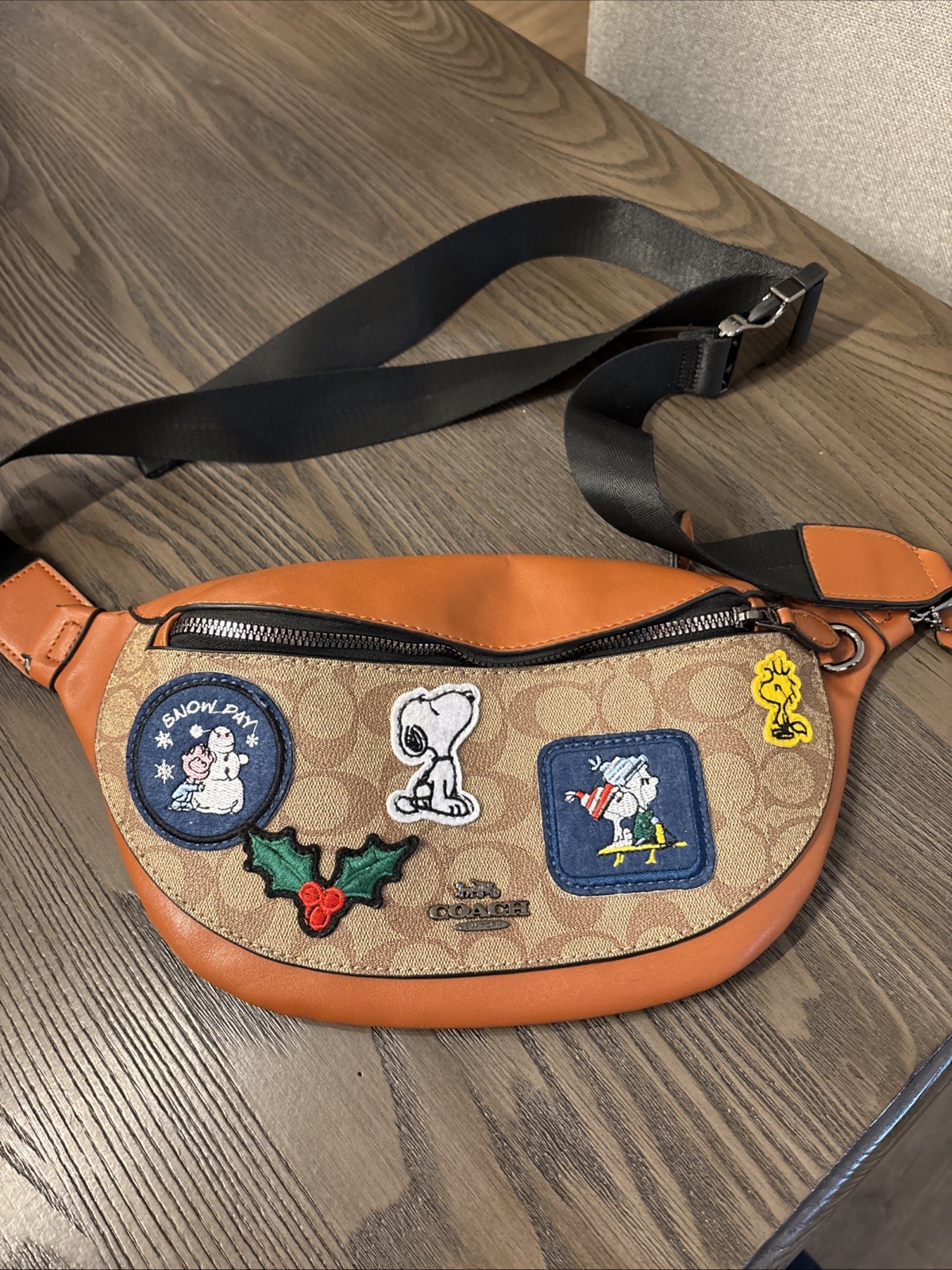 Coach X Peanuts Warren Belt Bag Signature Canvas Snoopy Patches New w/o Tag