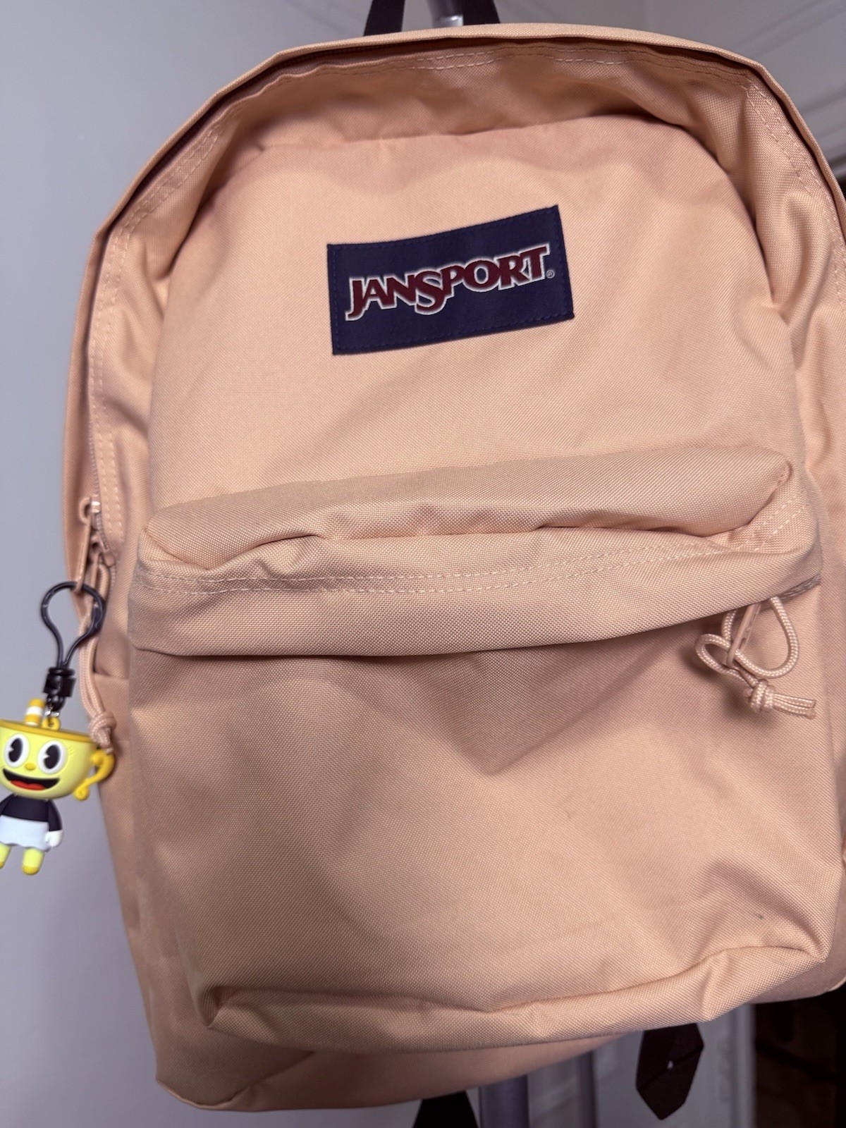 JanSport Solid Beige & Black Backpack Zip Closure Adjustable Straps Pockets