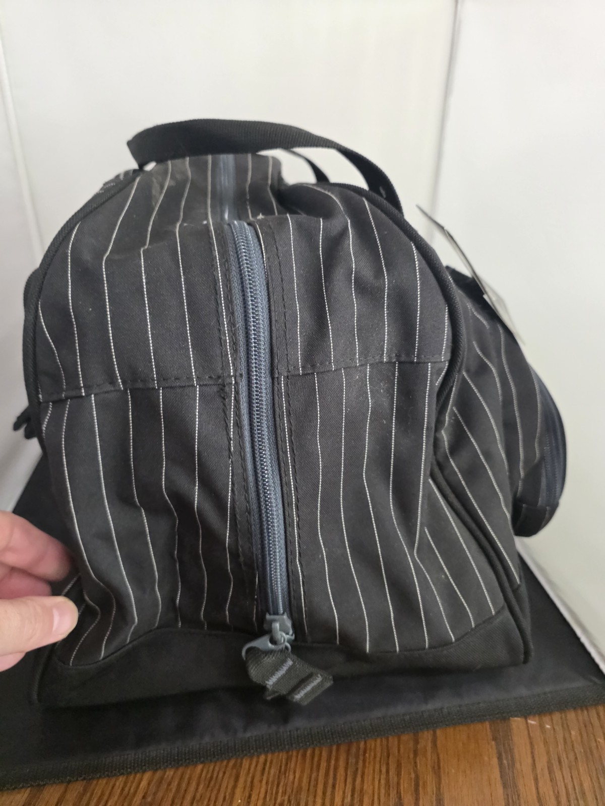 Fox Racing Large Black Pinstripe Helmet Duffel Bag Padded Zip Shoulder Strap