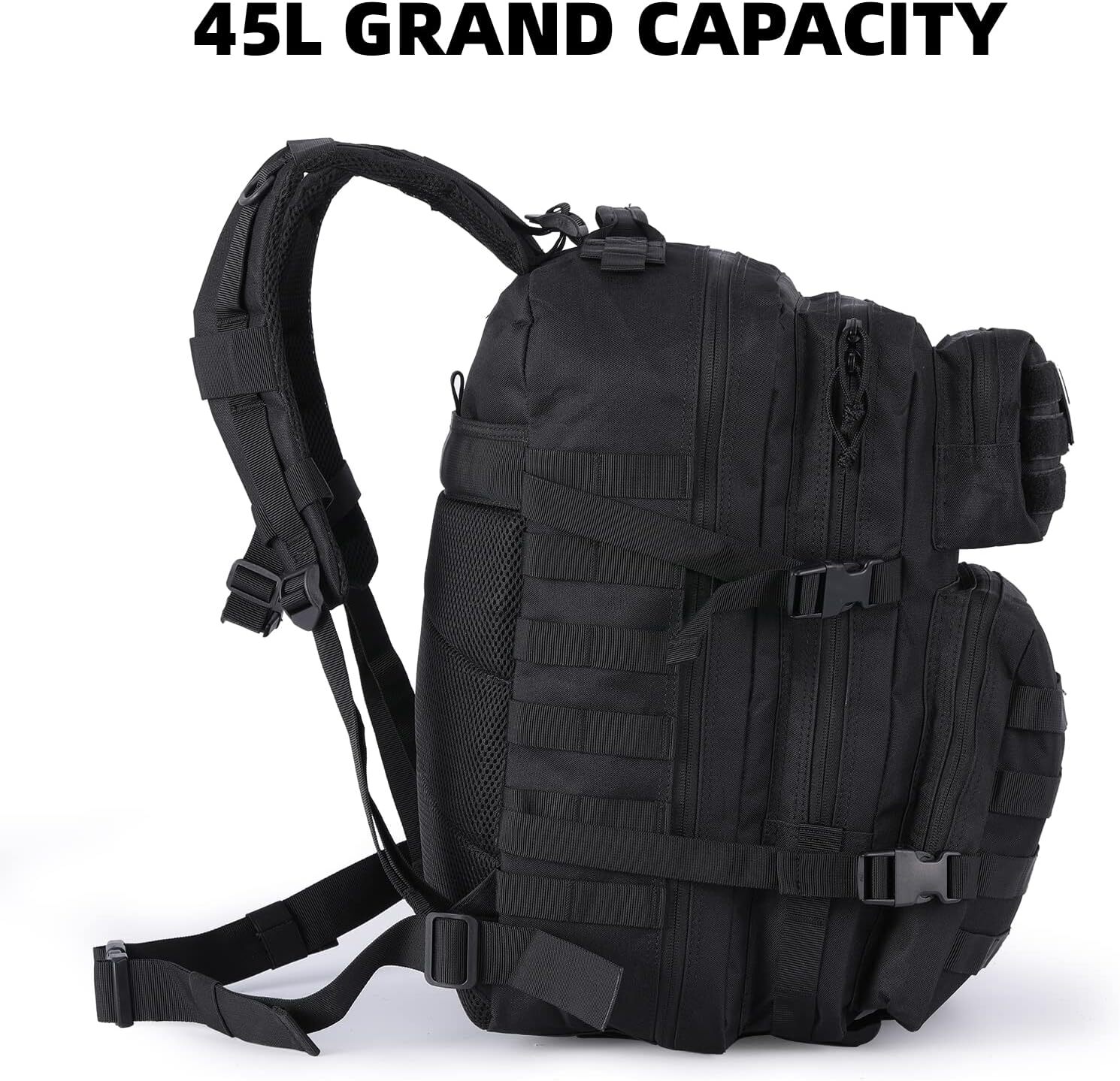 45L Large Military Tactical Backpack Army 3 Day Assault Pack Molle Bag Rucksack