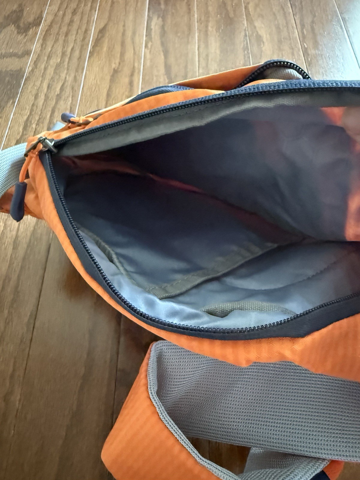 Apex Orange/Gray Sling Crossbody Bag Adjustable Strap Zip Pockets Buckle