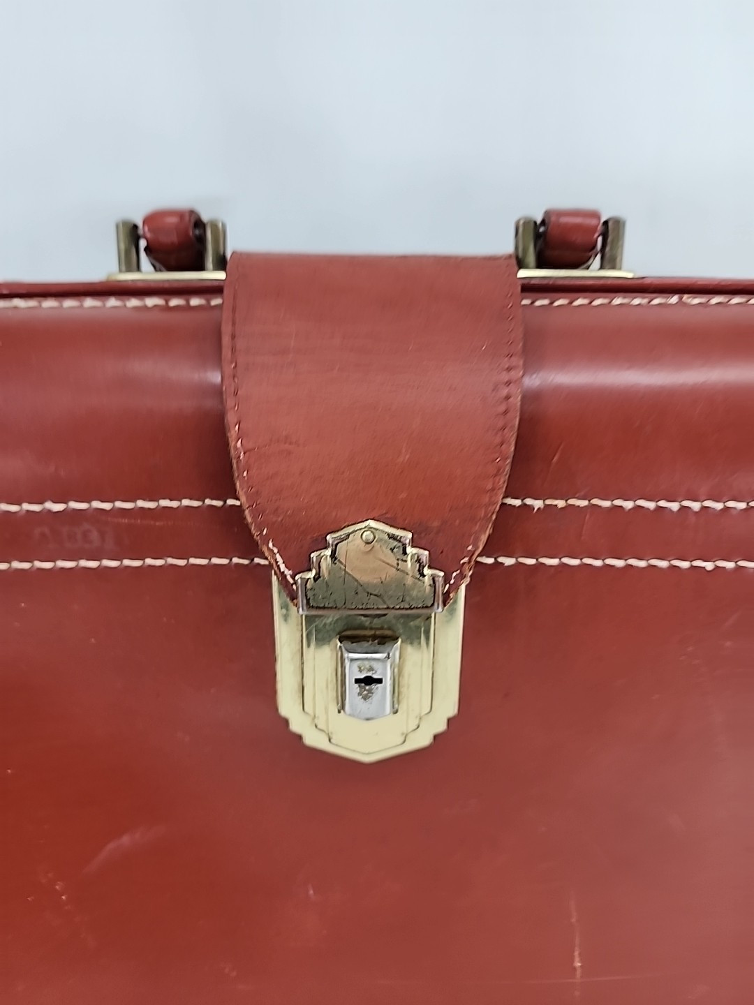 Rexbilt Split Cowhide Briefcase Bag Stay-Open Frame 17 “x 13” Leather Vintage