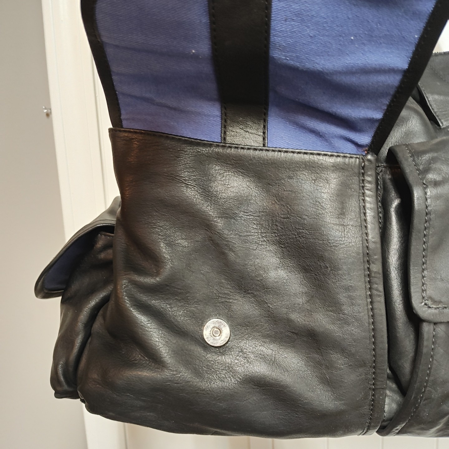 Cole Haan Black Leather WeekenderDuffleTravel Bag 19x12x10 Hand Shoulder Strap