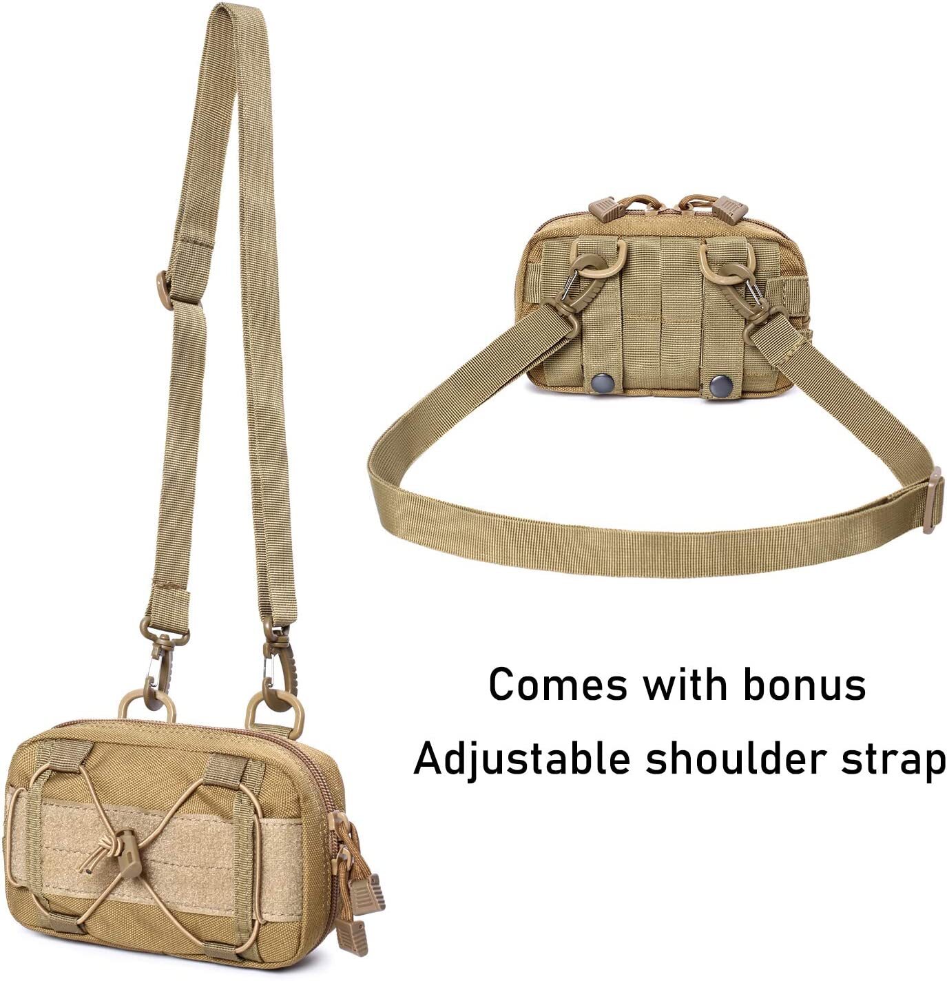 Tactical Molle Admin Bag Compact Utility EDC Tool Waist Pack with Shoulder Strap