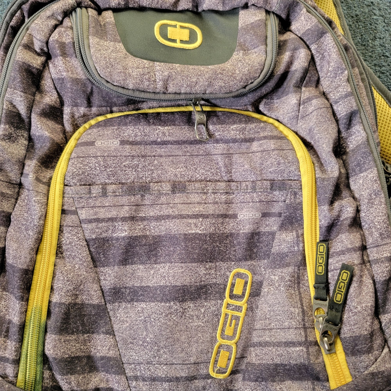 Ogio Tribune Gray Yellow Backpack School Laptop Casual Pack