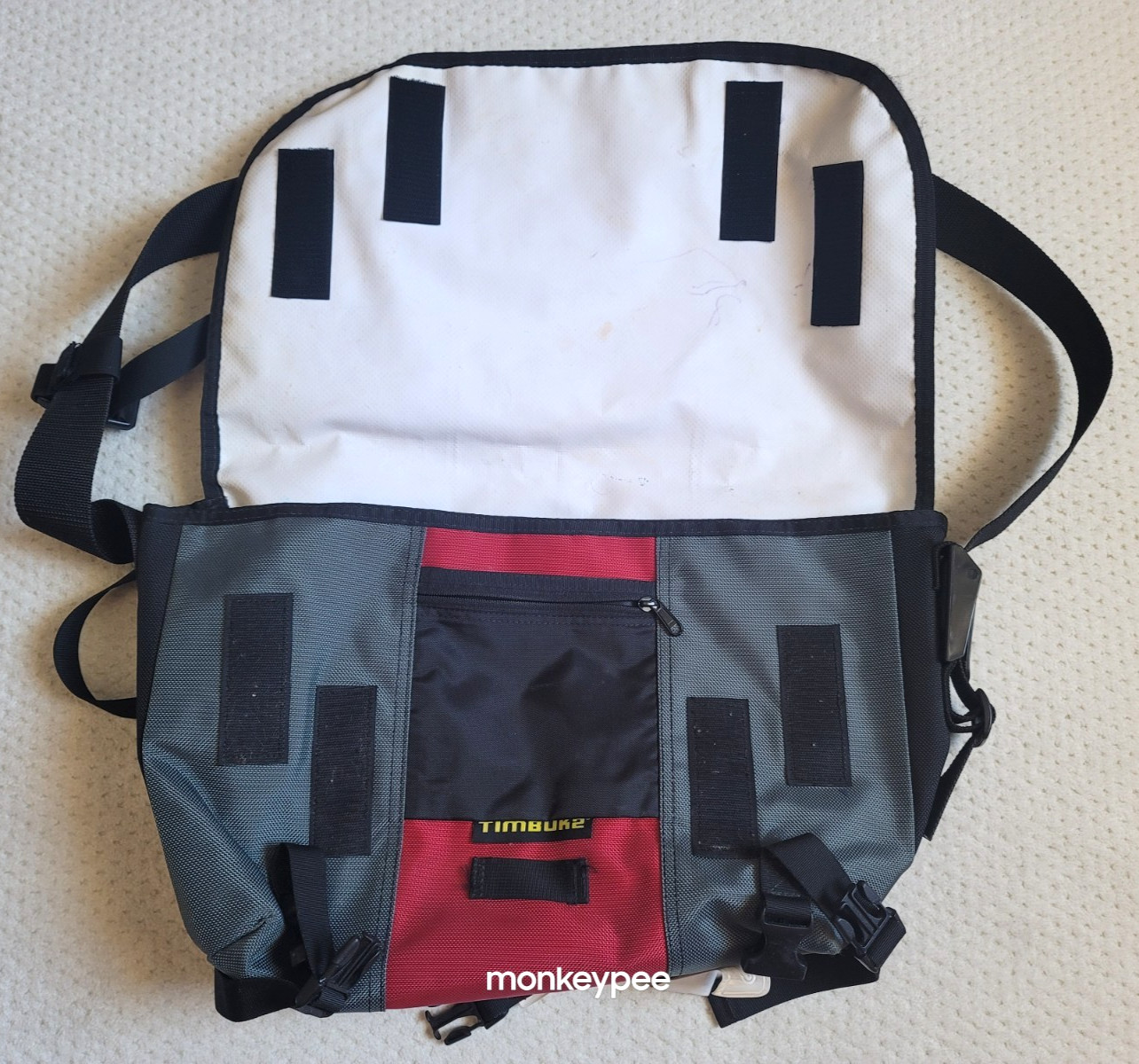 Timbuk2 Red/Gray Colorblock 19″ Messenger Bag, Made in San Francisco